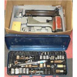 AIR NAILER , SOME SOCKETS INCASE AND NEW DRILL BIT