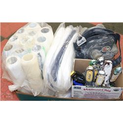 BOX WITH ASSORTED PAINTING SUPPLIES INCL. ROLLERS,