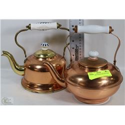 COPPER AND PORCELAIN KETTLES