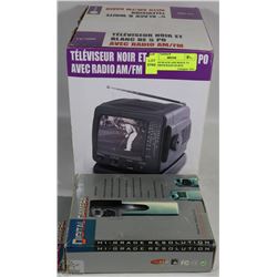 VINTAGE BLACK AND WHITE TV WITH AM/FM RADIO IN BOX