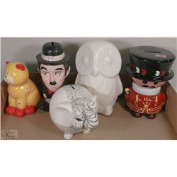 FLAT OF VINTAGE PIGGY BANKS