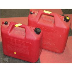 2 GERRY CANS, 6.6 GALLON AND 5 GALLON