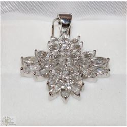#43-STERLING SILVER WHITE TOPAZ PENDANT