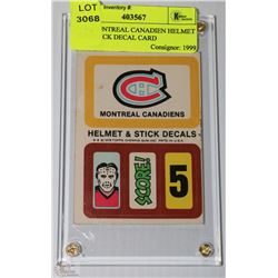 1976 MONTREAL CANADIEN HELMET AND STICK DECAL CARD