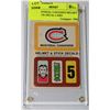 Image 1 : 1976 MONTREAL CANADIEN HELMET AND STICK DECAL CARD