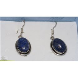 OVAL LAPIS LAZULI DROP EARRINGS