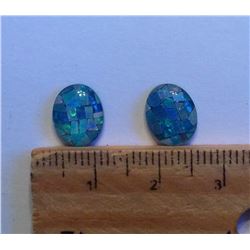 LOT OF 2 RAINBOW MOSAIC OPAL GEMSTONES