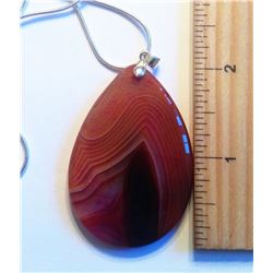 ONYX AGATE  TEARDROP PENDANT & CHAIN