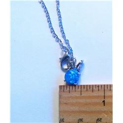ROUND BLUE FIRE OPAL & CHAIN