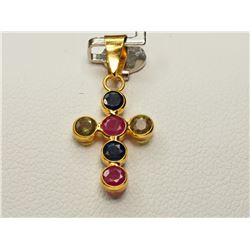 #3-18KT GOLD SAPPHIRE & RUBY PENDANT