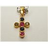 Image 1 : #3-18KT GOLD SAPPHIRE & RUBY PENDANT
