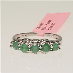 #4-STERLING SILVER EMERALD RING