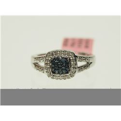 #40-STERLING SILVER BLUE & WHITE RING