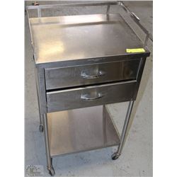 STAINLESS STEEL UTILITY TABLE WITH 2 DRAWERS