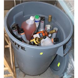 BRUTE GARBAGE CAN FULL OF SYRUPS, ETC.