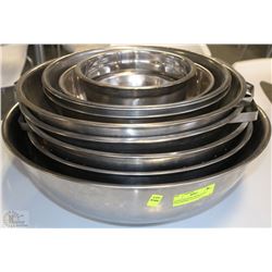 STAINLESS STEEL BOWLS AND COLLANDERS, STACK OF 12