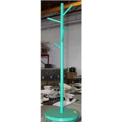 GREEN WOODEN COAT RACK