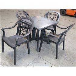 GREY PATIO TABLE W/ 4 CHAIRS ON CHOICE