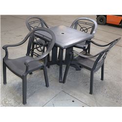 GREY PATIO TABLE W/ 4 CHAIRS ON CHOICE