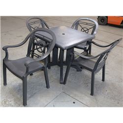 GREY PATIO TABLE W/ 4 CHAIRS ON CHOICE