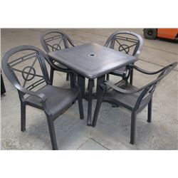 GREY PATIO TABLE W/ 4 CHAIRS ON CHOICE