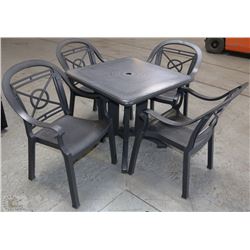 GREY PATIO TABLE W/ 4 CHAIRS ON CHOICE