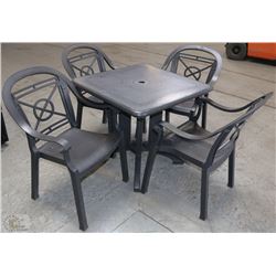 GREY PATIO TABLE W/ 4 CHAIRS ON CHOICE