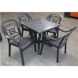 GREY PATIO TABLE W/ 4 CHAIRS ON CHOICE