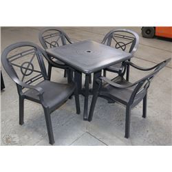 GREY PATIO TABLE W/ 4 CHAIRS ON CHOICE