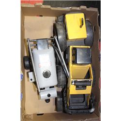 TONKA TOY LOT INCL BULLDOZER , FERTILIZER TRAILER