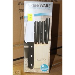FARBERWARE 6PCS KNIFE SET WITH BLOCK
