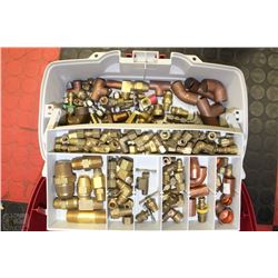 TOOL BOX OF NEW BRASS FITTINGS