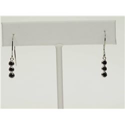 #5-14K WHITE GOLD BLACK DIAMOND EARRINGS
