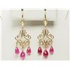 Image 1 : #9-14K YELLOW GOLD RUBY TEAR DROP EARRINGS