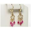 Image 2 : #9-14K YELLOW GOLD RUBY TEAR DROP EARRINGS