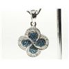 Image 1 : #12-STERLING SILVER BLUE & WHITE DIAMOND FLORAL