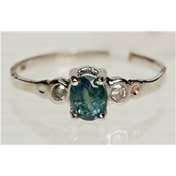 #13-14K WHITE GOLD ALEXANDRITE & DIAMOND RING