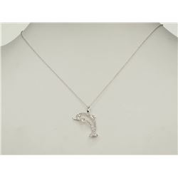 #15-14K WHITE GOLD DIAMOND DOLPHIN NECKLACE