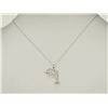 Image 1 : #15-14K WHITE GOLD DIAMOND DOLPHIN NECKLACE