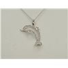 Image 2 : #15-14K WHITE GOLD DIAMOND DOLPHIN NECKLACE