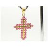 Image 1 : #17-18K YELLOW GOLD RUBY CROSS PENDANT