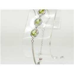 #19-STERLING  SILVER PERIDOT & CUBIC ZIRCONIA