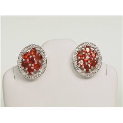 #22-STERLING SILVER GARNET EARRINGS