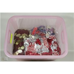 BASKET OF 7 HANDMADE BELLY DANCING HIP WRAPS