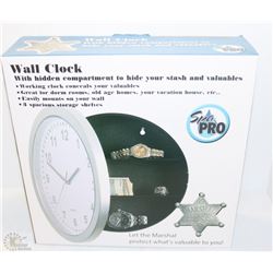 NEW IN BOX SILVER OR BLACK  WALL CLOCK WITH HIDDEN
