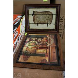 2 FRAMED COUNTRY THEMED LITHOS WITH ARTIST MARKS