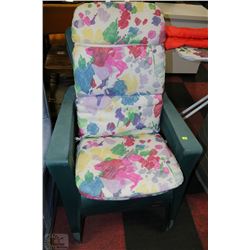 PAIR OF PLASTIC STACKABLE PATIO CHAIRS WITH