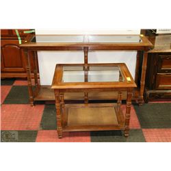 ESTATE WOOD WITH WICKER SOFA AND END TABLE SET