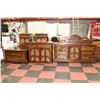 Image 1 : LARGE QUEEN SIZE CARVED PINE BEDROOM SUITE WITH