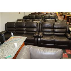NEW MARTIN BROWN LEATHERETTE RECLINING SOFA AND
